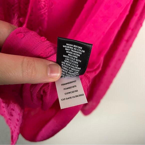 Torrid Pink Chiffon Clip Dot Ruffle Neck Tie Front Top 3X NWT 40286187 Barbie - Picture 8 of 14